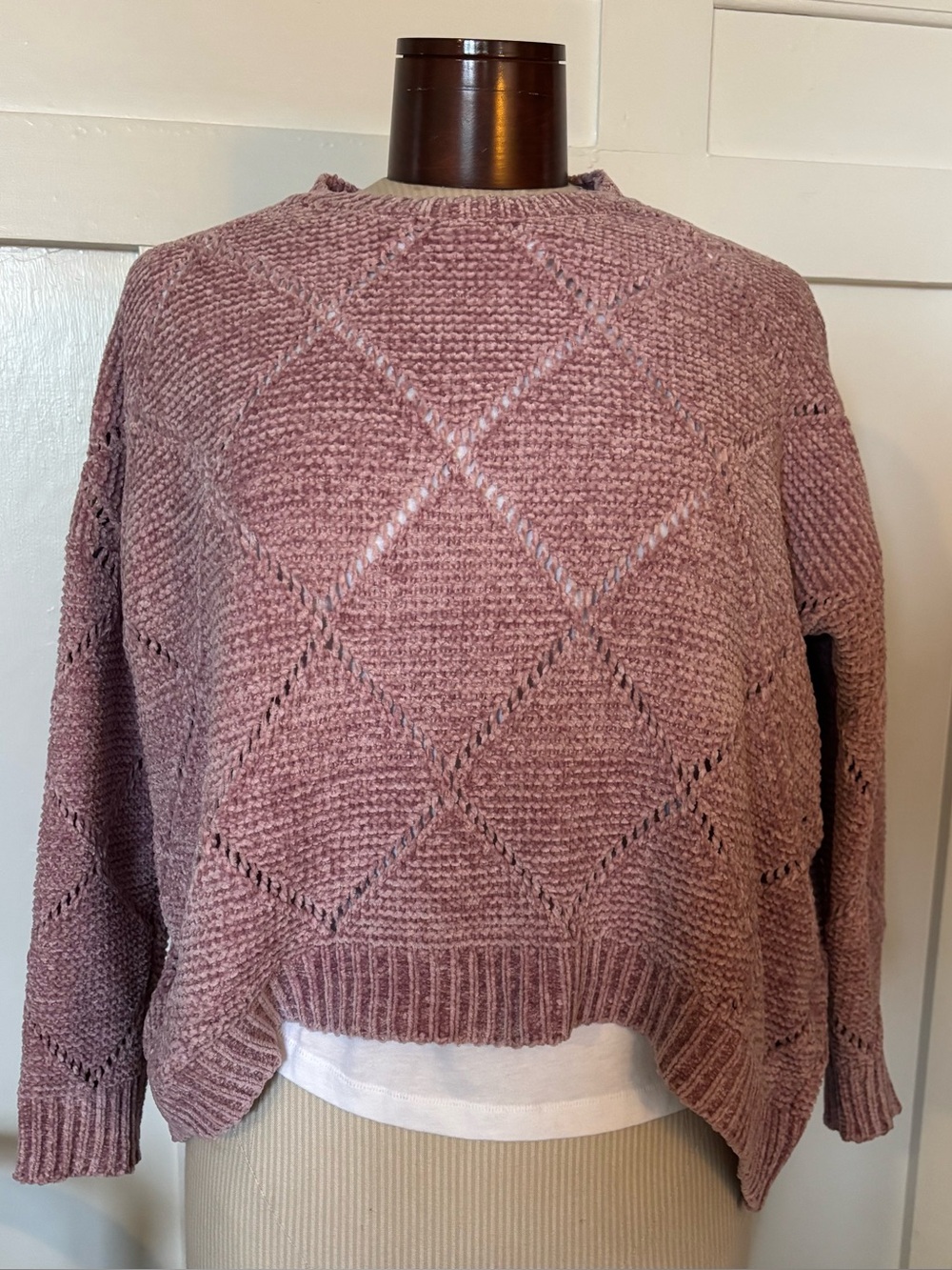 ANGIE chenille cropped sweater light mauve
S $25